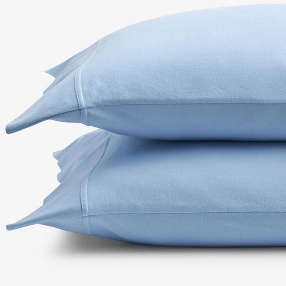 The Company Store Classic Jersey Knit Pillowcase Set, Standard, Cloud Blue. NWOT